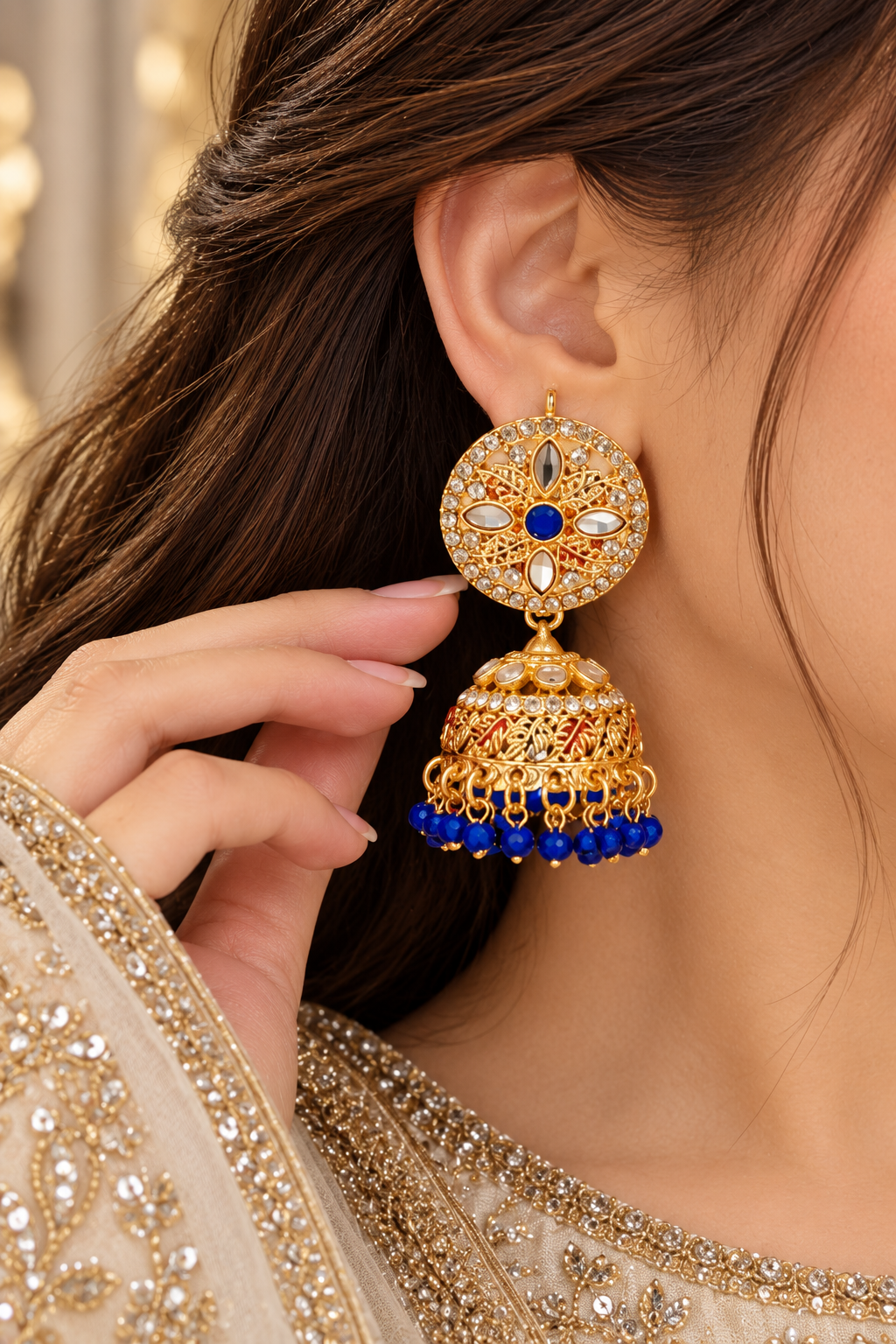 Jumka Golden with small Mirror