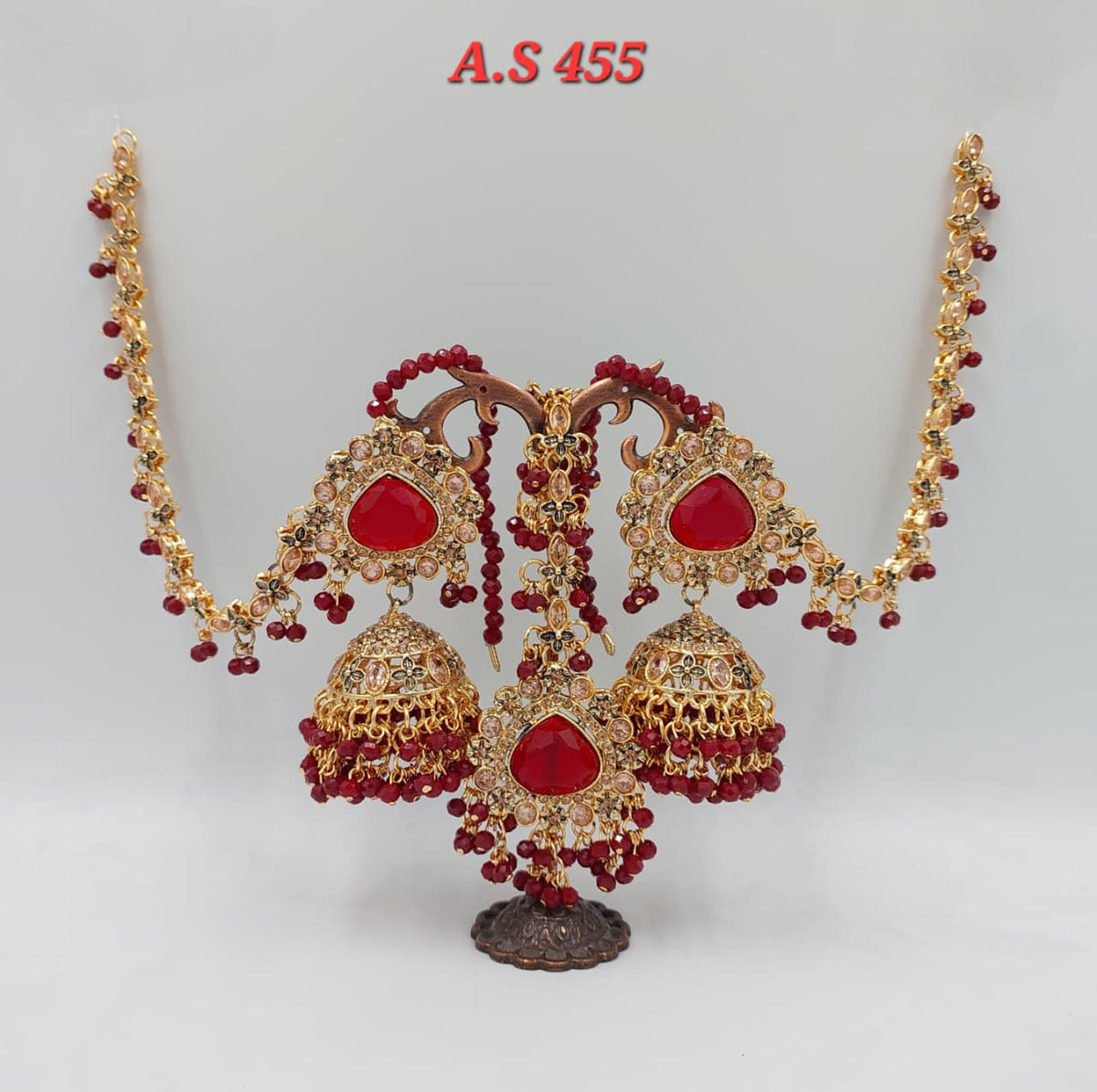 Red Color Sahara Earrings & Tikka Set | Various Styles
