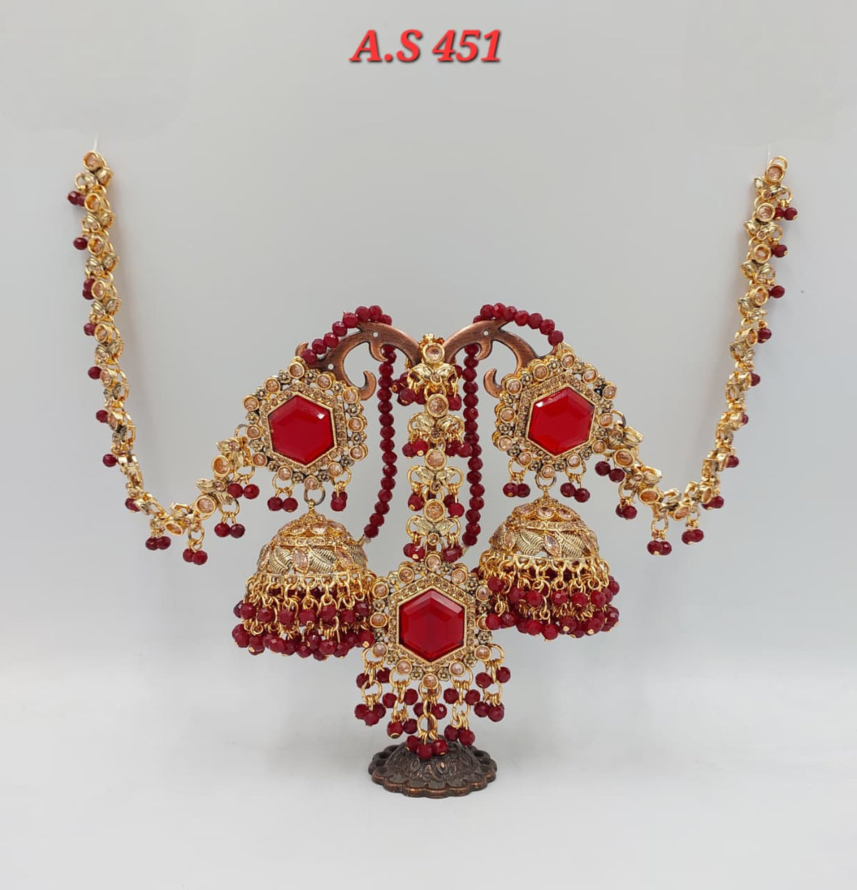 Red Color Sahara Earrings & Tikka Set | Various Styles