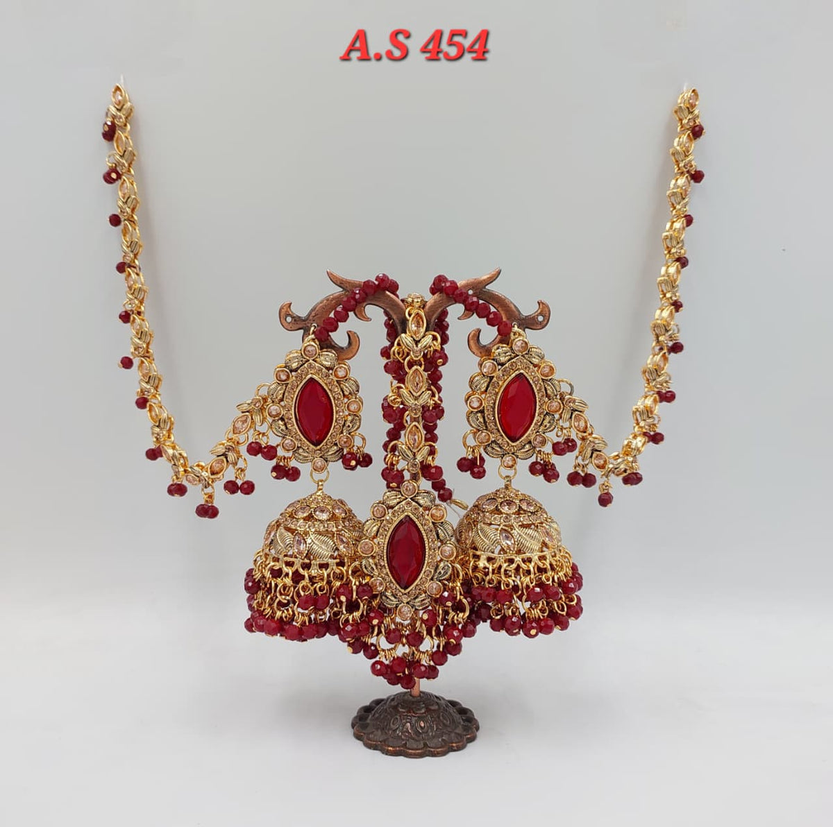 Red Color Sahara Earrings & Tikka Set | Various Styles