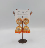 Flower Shape Jumka Earrings Golden Body