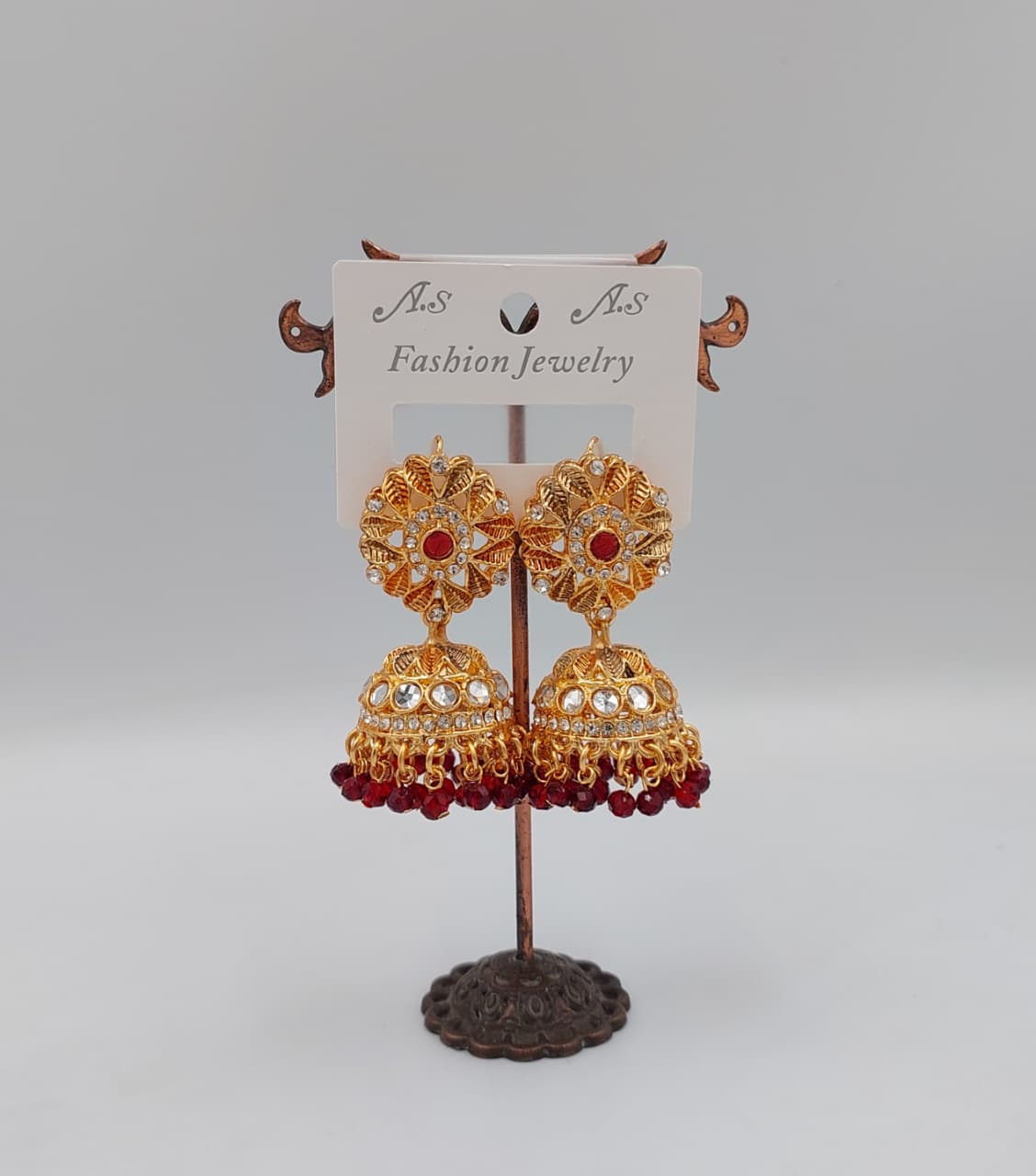 Flower Shape Jumka Earrings Golden Body