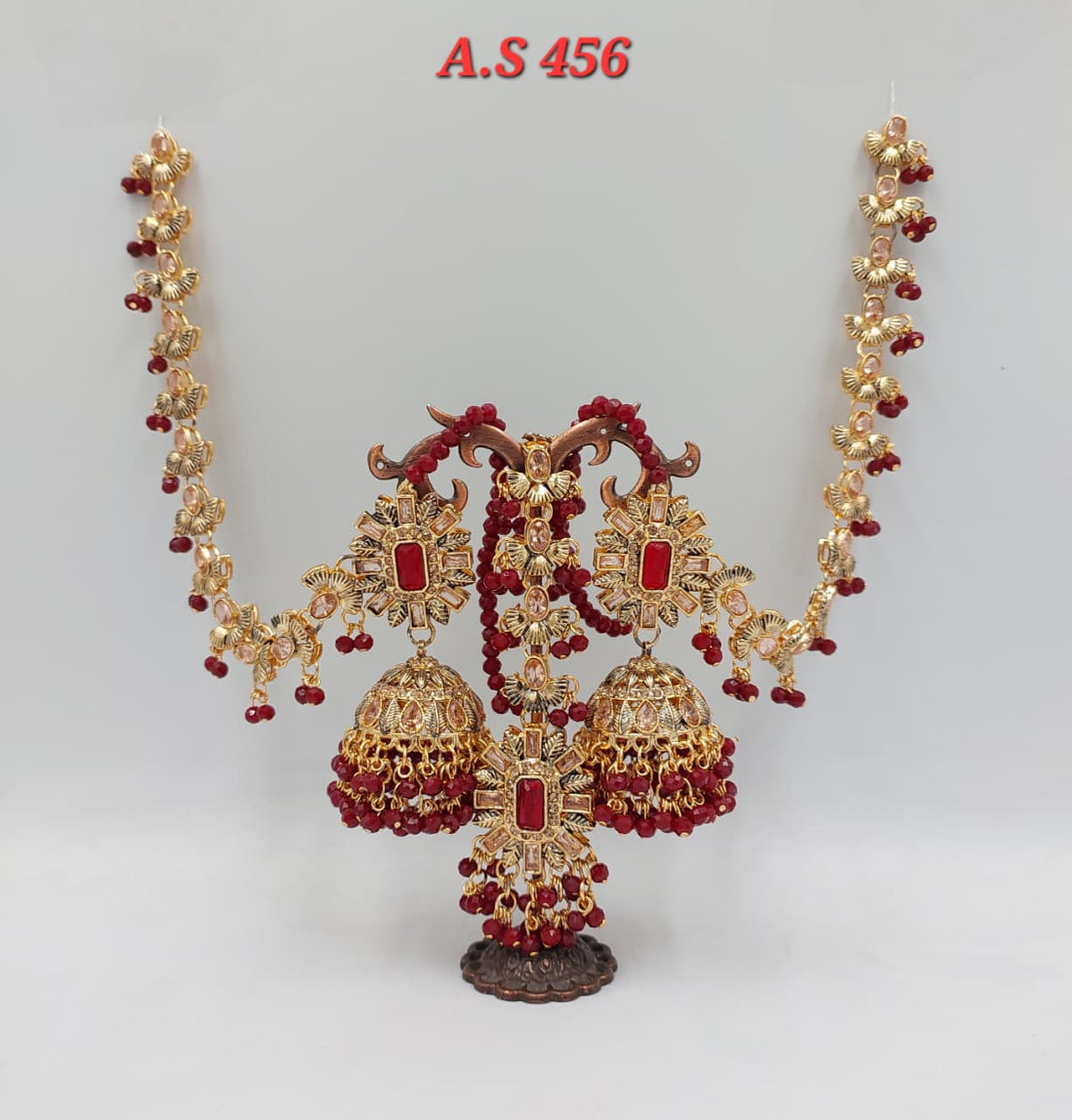 Red Color Sahara Earrings & Tikka Set | Various Styles