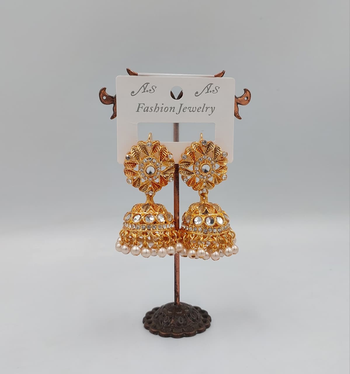 Flower Shape Jumka Earrings Golden Body